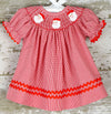 SANTA SMOCKED BISHOP RED GINGHAM