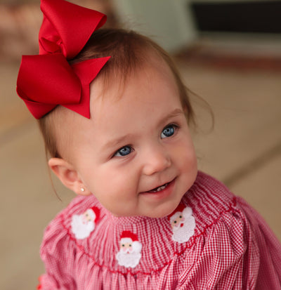 SANTA SMOCKED BISHOP RED GINGHAM