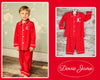 RED CHRISTMAS BOY PANTS SET PERSONALIZED MONOGRAM