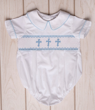 Cross Smocked Boy Collar Bubble