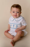 Cross Smocked Boy Collar Bubble