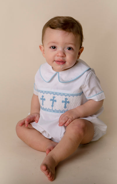 Cross Smocked Boy Collar Bubble