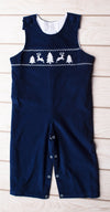 WINTER WONDERLAND SMOCKED LONGALL NAVY