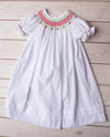 CHRISTMAS BISHOP SMOCKED DRESS WHITE