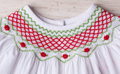 CHRISTMAS BISHOP SMOCKED DRESS WHITE